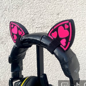 Anime Cat Heart Ears voor headsets Hoofdtelefoonbevestiging, Kawaii Kitten Ears gamer Cosplayaccessoires, egirl-gameconsole Streaming Prop