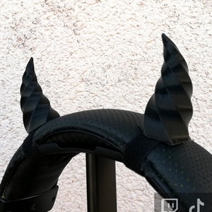 Curved Demon Imp HORNS for Headphones, Wiccan Gothic Satyr horns, devil horn, gamer witch Cosplay Headset Accessories, gaming streamer gift