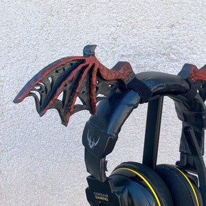 Accesorio de alas de murciélago góticas para auriculares y audífonos, alas de dragón desgastadas para auriculares, accesorios de disfraz de cosplay de jugador gótico, regalo