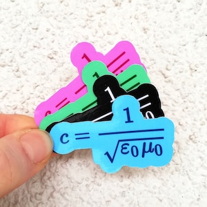 Pegatinas impermeables de vinilo con la ecuación de la velocidad de la luz para portátiles, matemáticas, física, regalo, botellas de agua