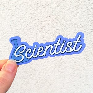 Pegatina de vinilo impermeable para portátil, diseño de científico, ideal como regalo de graduación para botellas de agua y vasos.