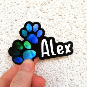 Autocollants personnalisés en vinyle avec nom de patte, cadeau personnalisé pour amoureux des chiens et des chats, décalcomanie moderne pour meubles de chat, enseigne imperméable à l'eau pour ordinateur portable