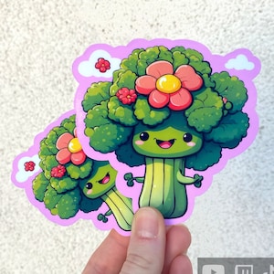 Leuke veganistische broccolistickers, vegetarische vinylstickers, waterdichte plannersticker, herfstdagboek, klimaatverandering, sticker herfstgroenten