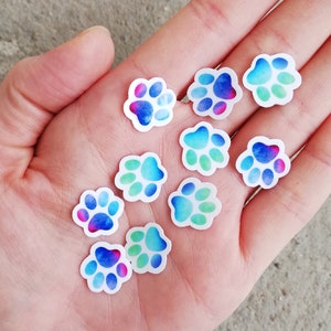 10 MINI Pfoten Aufkleber, niedliche Galaxie Pfoten für Scrapbook Album, wasserdichter Vinyl Laptop Aufkleber