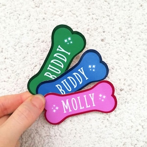 Décalcomanie personnalisée en vinyle imperméable avec nom de chien pour bols de nourriture pour animaux de compagnie et accessoires