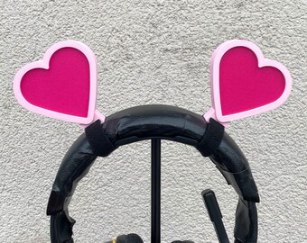 Cute Heart Ears for Headsets and Headphones, Valentines Day pink gamer Heart Ear attachment, Egirl Cosplay Gaming Accessories, Streamer Prop