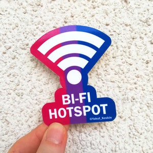 Pegatina de punto de acceso BI-FI Bisexual, pegatina de vinilo impermeable para portátil con la bandera del orgullo bisexual, divertida calcomanía de regalo bisexual