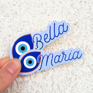 Boze oog Aangepaste naamstickers waterdichte vinylsticker sticker