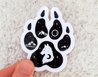 Adventure Wolf Paw Waterproof Vinyl Sticker for Laptops and Water bottles or creative scrapbook layouts and Travel Junk journaling