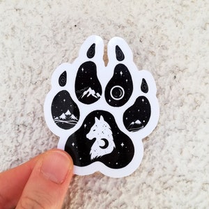 Adventure Wolf Paw Wasserdichter Vinyl-Aufkleber für Laptops und Wasserflaschen oder kreative Scrapbook-Layouts und Travel Junk Journaling