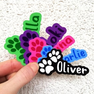 Autocollants personnalisés en vinyle avec nom de patte, cadeau personnalisé pour amoureux des chiens et des chats, décalcomanie moderne pour meubles de chat, enseigne imperméable à l'eau pour ordinateur portable