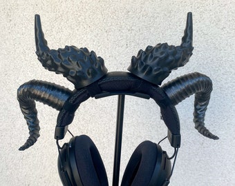 Gothic Dragon Ram Horns SET for Headphones Headsets attachment, gaming demon horns, devil gamer Cosplay Streaming Accessories, streamer gift