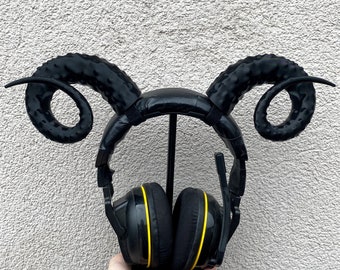 Grandi corna da demone Belphegor gotiche per cuffie, corna di ariete curve, corna da diavolo per videogiochi, accessori per cuffie, accessorio da gioco, regalo per streamer