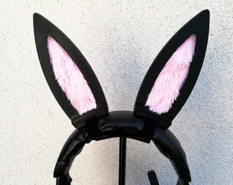 Oreilles de lapin pour casques et écouteurs, oreilles de lapin en fausse fourrure, accessoires de streaming cosplay gamer, oreilles et cornes de jeu Egirl Streamer Prop