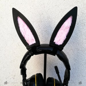 Bunny Ears for Headsets and Headphones, Faux fur Rabbit Ears, gamer Cosplay Streaming Accessories, Egirl Streamer Prop gaming ears and horns