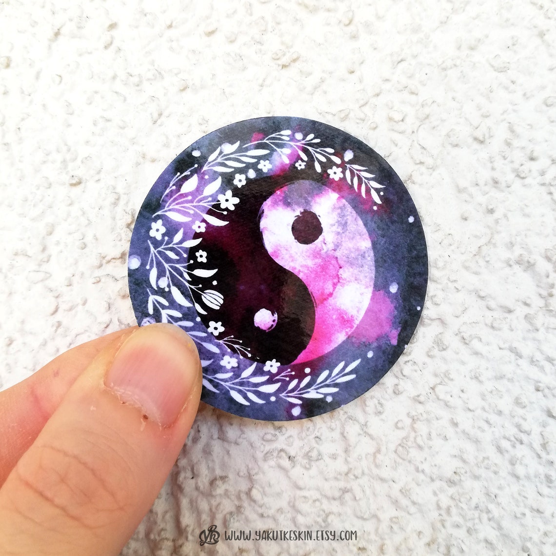 Full Moon Yin Yang Floral Vinyl Laptop Sticker Waterproof Decal - Etsy
