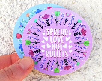 Spread love not bullets cute floral hippie peace waterproof laptop sticker