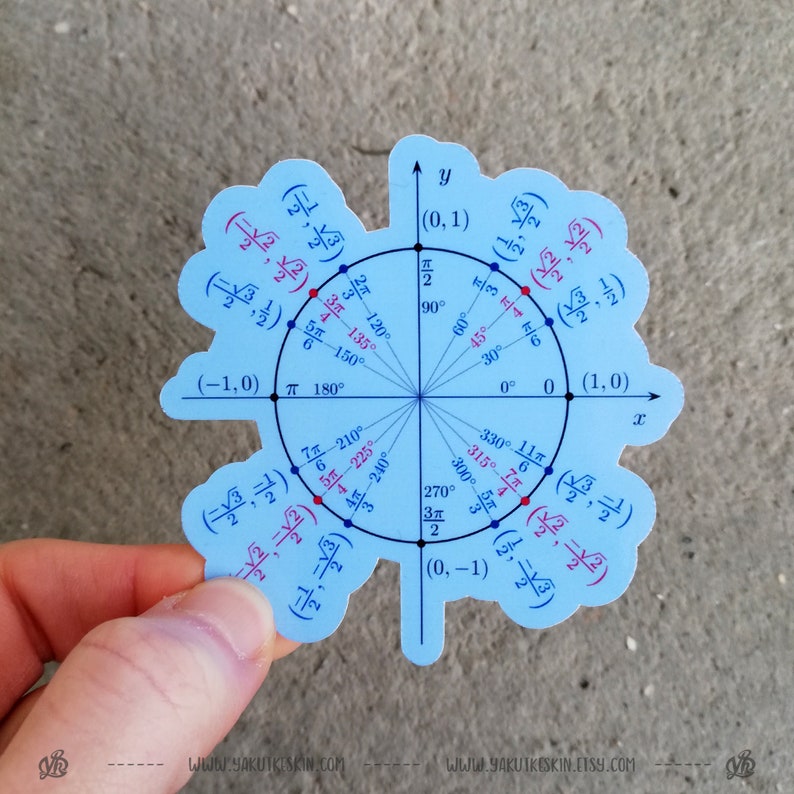 Sticker Trigonometry Unit Circle Waterproof Trigonometry Sticker Science Vinyl Laptop Decal ...