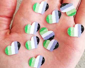 10 mini Aromantic-stickers trots vlagharten, waterdicht vinyl stickerpakket laptop cadeau LGBTQ-embleem