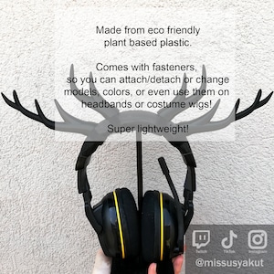 ANTLERS for Headphones and Headsets, Deer Antler horns gamer Cosplay Headband and hair Accessories, Streaming Prop, gaming streamer gift image 9