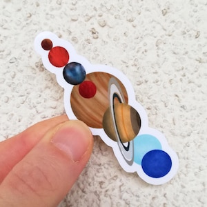 Planeten vinyl sticker ruimte waterdicht laptop sticker, klein wetenschappelijk cadeau voor flessen water, bekers, schoolplanners, scrapbooking