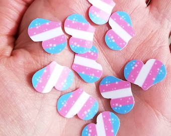 10 Mini Transgender pride flag heart waterproof vinyl sticker pack for trans FTM or MTF