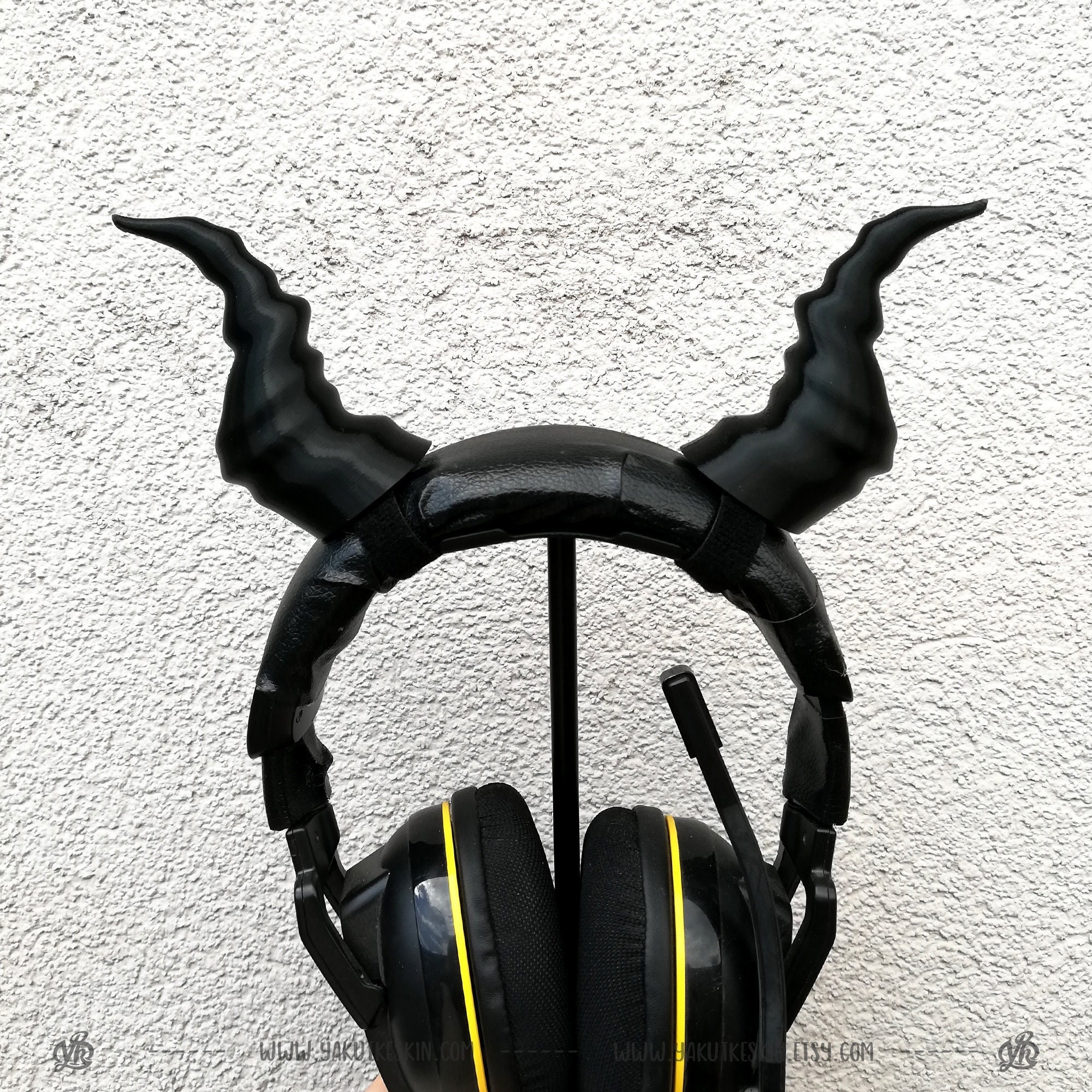 Gothic DEMON HORNS for Headphones, Dragon horns, devil horns goth gamer Cosplay Headset Accessories, Streaming Prop, gaming streamer gifts