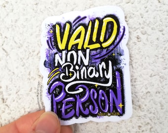 Valid Non binary Person Graffiti vinyl sticker waterproof laptop stickers LGBTQ decal nonbinary pride flag gift