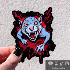 Adesivo in vinile a forma di ratto spaventoso e inquietante per decorazioni di Halloween, adesivo impermeabile per bottiglie d'acqua per diari per amanti dei film horror, regali gotici a forma di roditore.