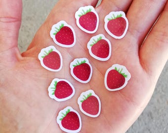 10 MINI Strawberry sticker pack waterproof vinyl laptop sticker water bottle decal