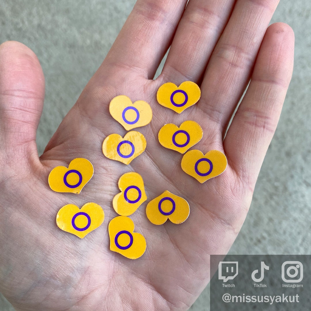 10 Mini Intersex LGBTQ Pride Flag Heart Sticker Pack, Waterproof Vinyl ...