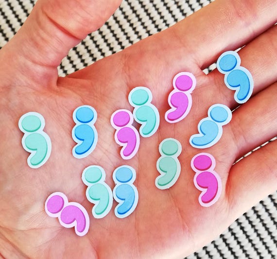 12 MINI Suicide Awareness Semicolon vinyl stickers pack waterproof decal for your laptop water bottle journal diary or phone case