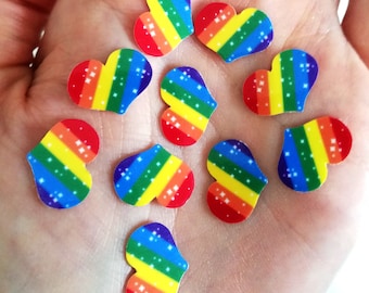 10 Mini Rainbow LGBTQ heart stickers pack waterproof pride flag vinyl decal