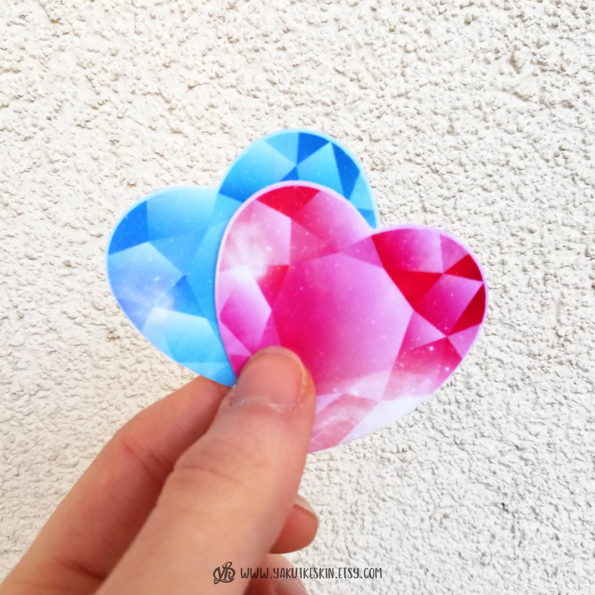 Kawaii aesthetic cute heart diamond waterproof vinyl stickers