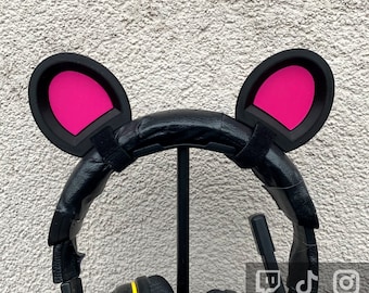 Urocze uszy BEAR do słuchawek, uszy niedźwiedzia grizzly, akcesoria do słuchawek cosplay gamer, rekwizyt do streamowania Egirl, uszy rekwizytu do gier RPG streamer