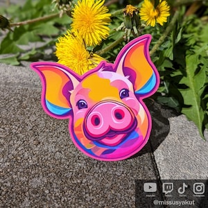 Pegatina de cerdo linda, pegatinas de animales de granja de vinilo coloridos, pegatina de planificador impermeable, diario de otoño, calcomanía de regalo de cerdo kawaii divertido, cerdito kawaii