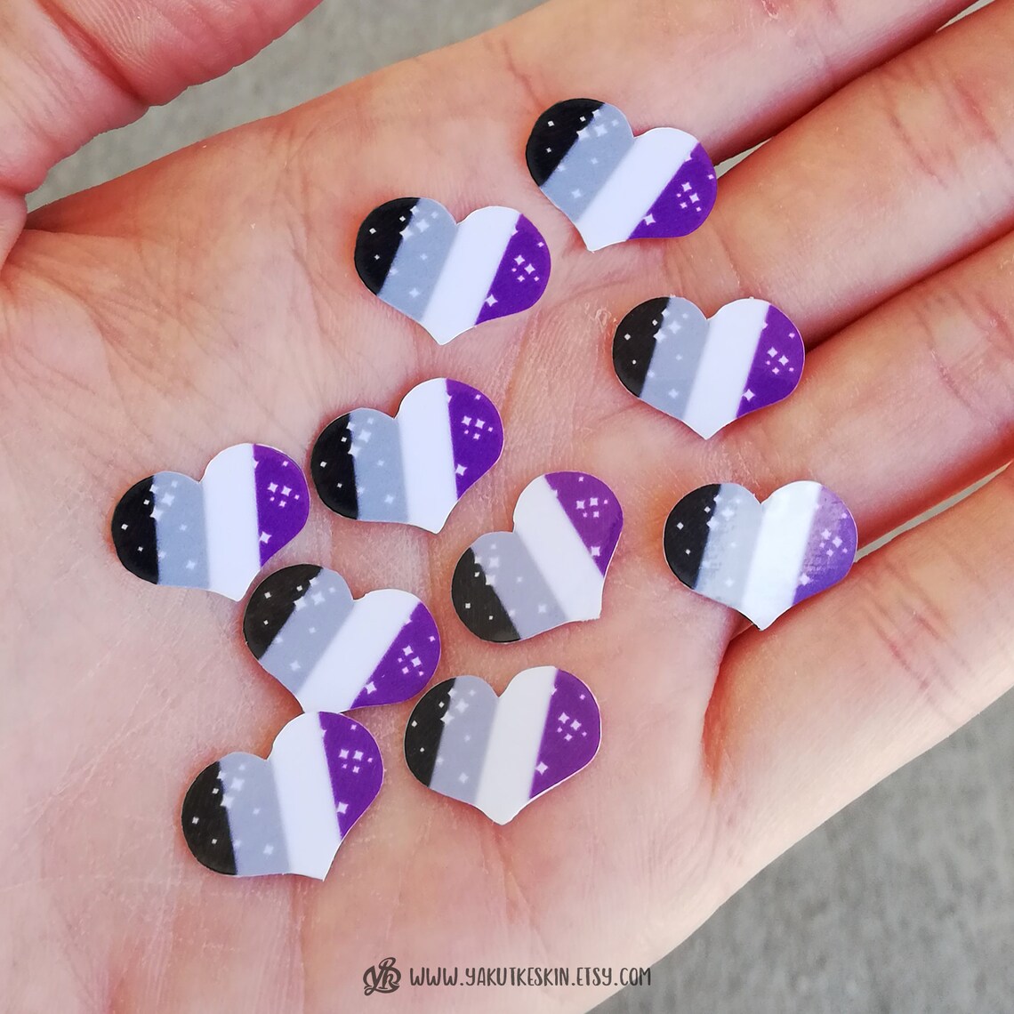 10 Mini Asexual Ace Pride Flag Heart Waterproof Vinyl Sticker Pack ...