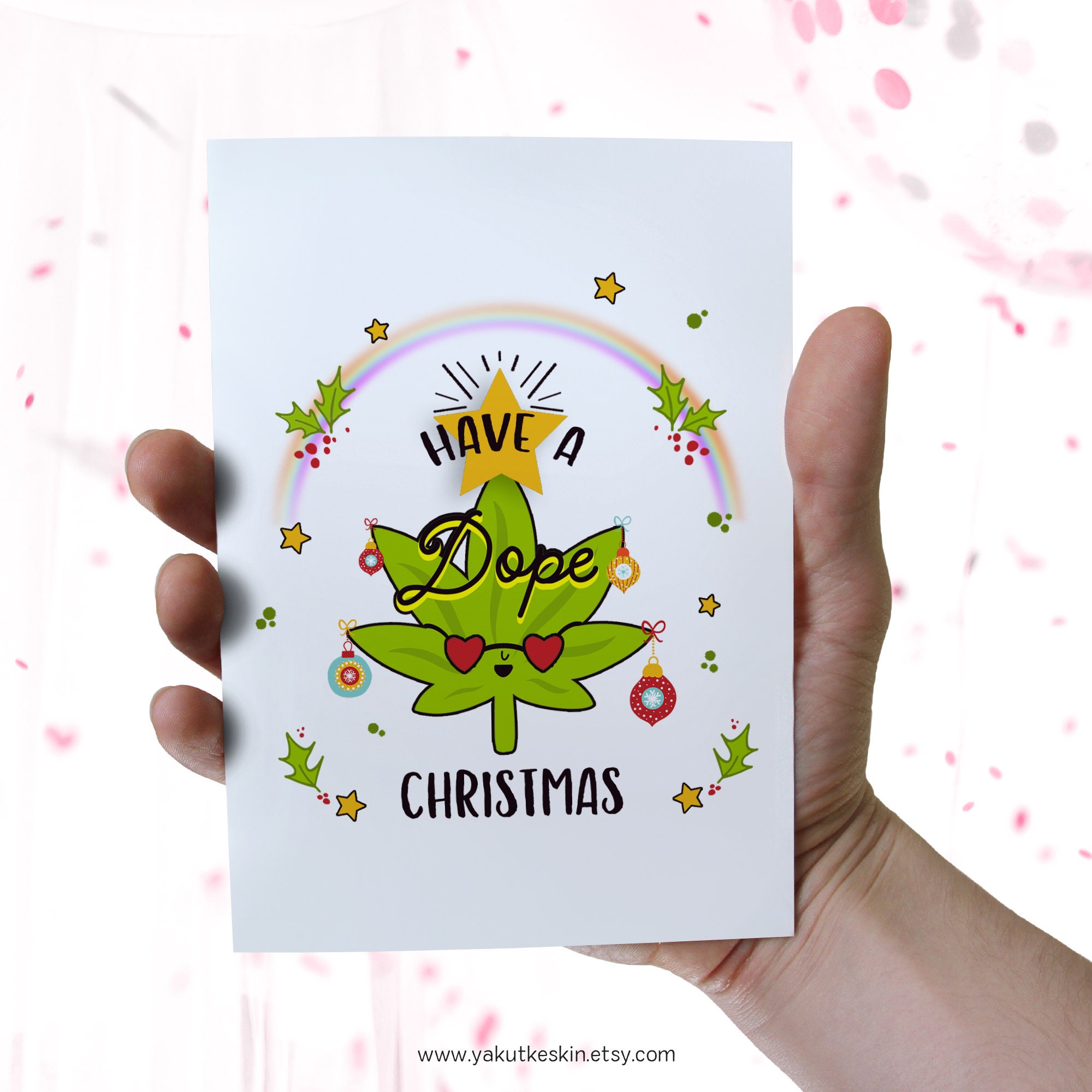 dope printable christmas card funny weed holiday cards