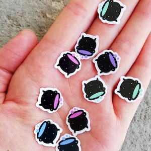 10 MINI Witch Cauldron Halloween Sticker