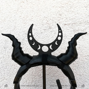 Gothic Witch Moon Crown i Demon HORNS do słuchawek, akcesoria do słuchawek Crescent Moon, gotyckie rogi dla graczy Cosplay, rekwizyt do streamingu gier