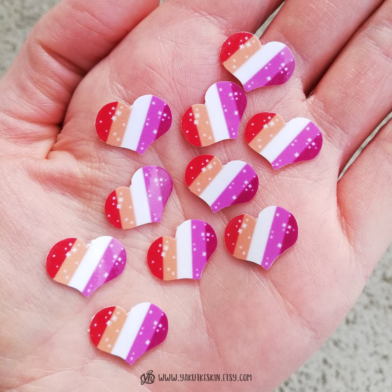 10 Mini Lesbian Pride Flag Heart Waterproof Vinyl Sticker Pack Etsy