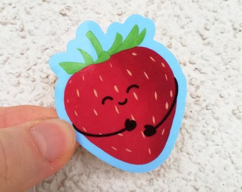 Cute strawberry fruit waterproof vinyl sticker laptop decal