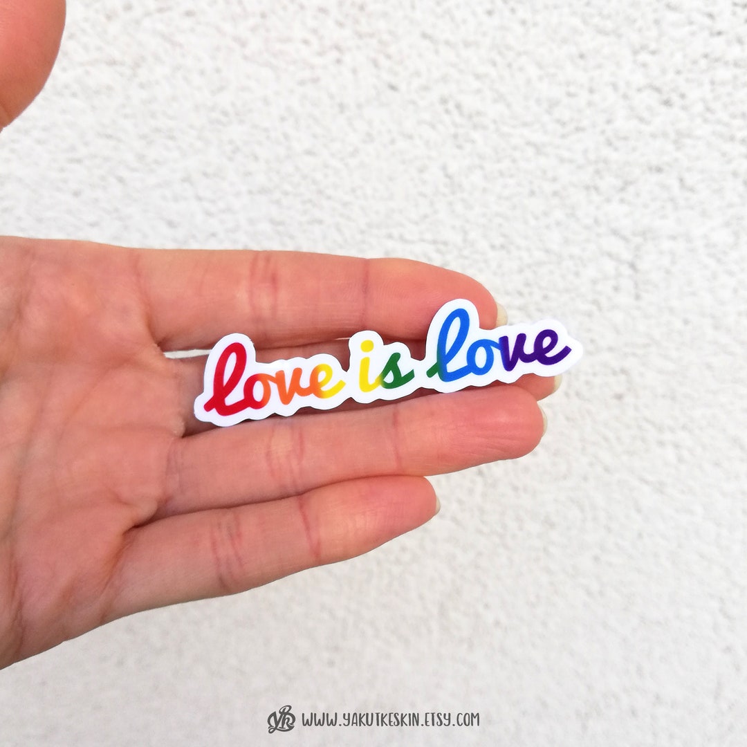 LGBTQ Love is Love Sticker, Rainbow Pride Waterproof Vinyl Cute Decal ...