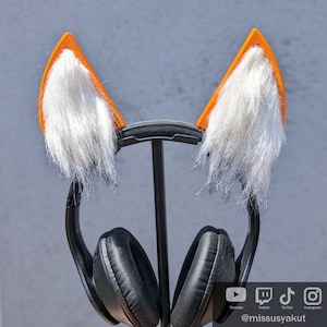 Orejas de zorro peludas para auriculares y audífonos, accesorios para gamers y streamers, orejas de cosplay, accesorio de orejas de zorro, accesorio kawaii lindo de Egirl
