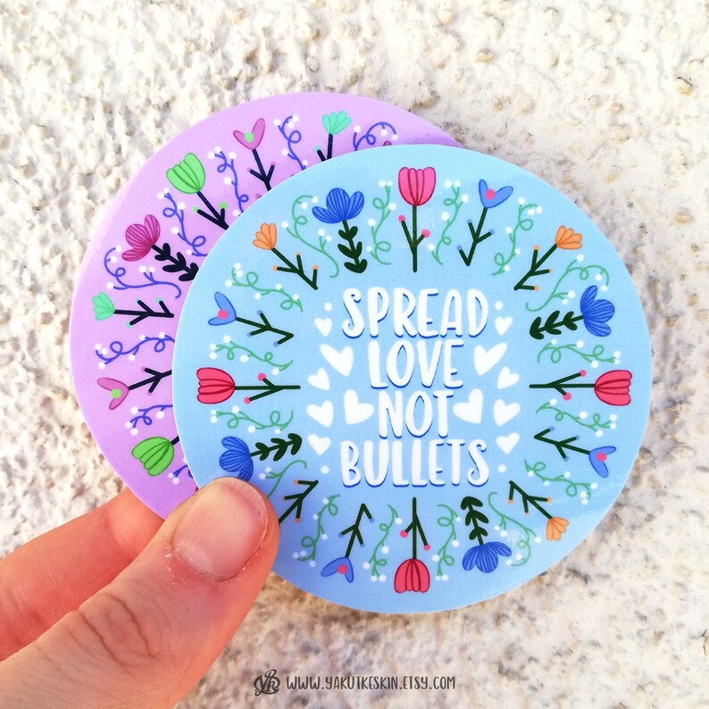 Spread love not bullets cute floral hippie peace waterproof | Etsy