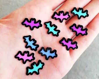 10 MINI pastel goth bat stickers Halloween pack, Halloween party favors, waterproof vinyl laptop sticker scrapbook stickers