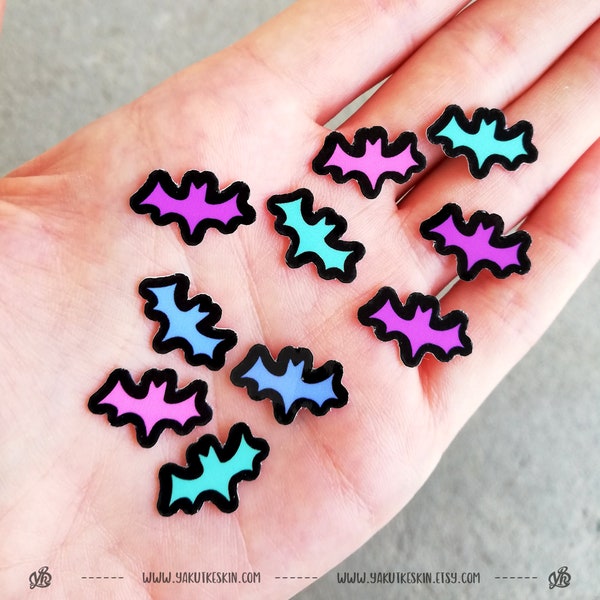 10 MINI pastel goth bat stickers Halloween pack, Halloween party favors, waterproof vinyl laptop sticker scrapbook stickers
