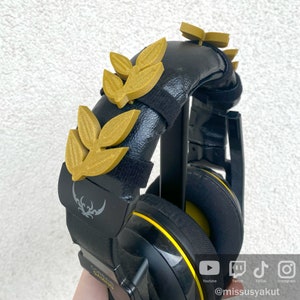Lorbeer Aufsatz für Steuersätze und Kopfhörer, Blattgold Kranz Kranz Gamer Geschenke, römische Göttin Cosplay Gaming Zubehör, Streamer Prop