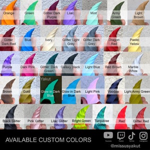 May include: A chart of 36 different colors of polymer clay, including glitter, glow-in-the-dark, and solid colors. The colors are arranged in a grid with the names of each color listed below. The text "AVAILABLE CUSTOM COLORS" is at the bottom of the chart.