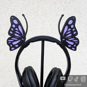 Accesorio de alas de mariposa para auriculares y cascos, accesorios de juego de cosplay de Fairycore, regalo de disfraz de estilo streamer con estética de fantasía